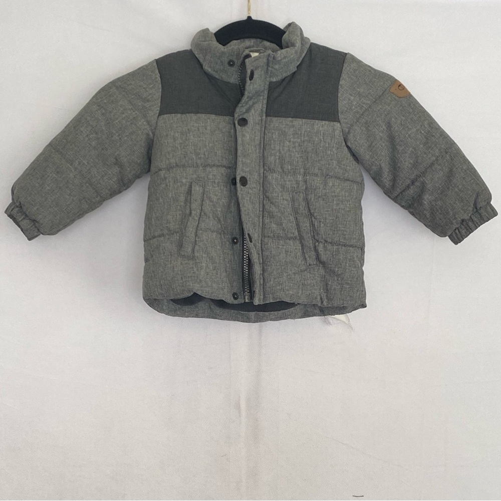 H&M Toddler 12-18 Months Hoodie Two-Tone Gray Puffer Jacket